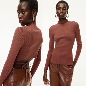 Aritzia Babaton Sculpt Knit Tie-back Longsleeve Terracotta
